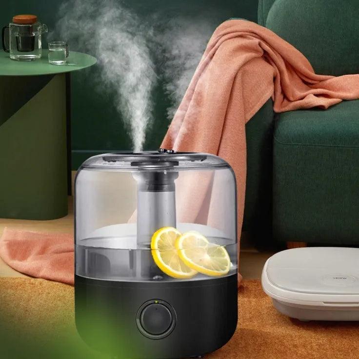 White or black compact humidifier with 3 litre water tank for bedroom use