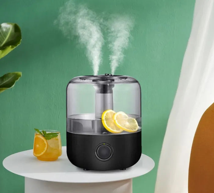 White or black compact humidifier with 3 litre water tank for bedroom use