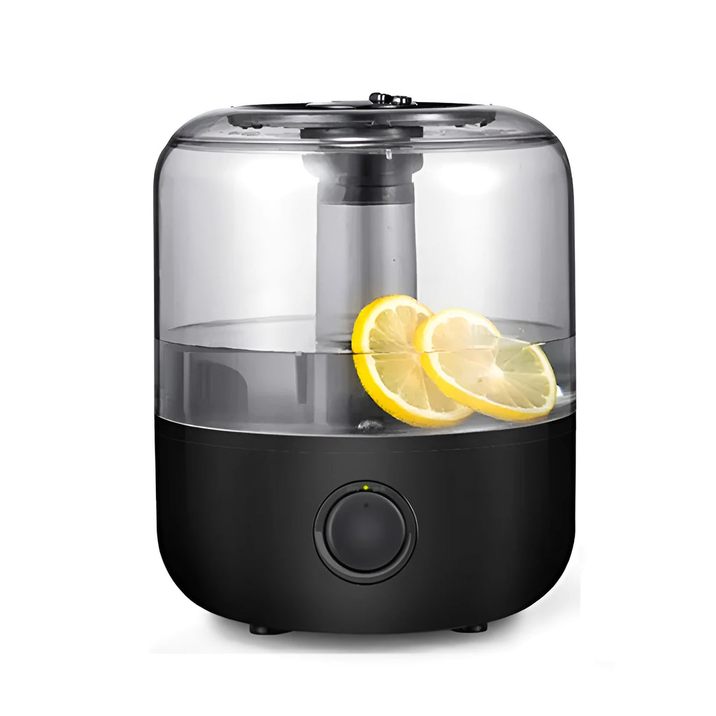 White or black compact humidifier with 3 litre water tank for bedroom use