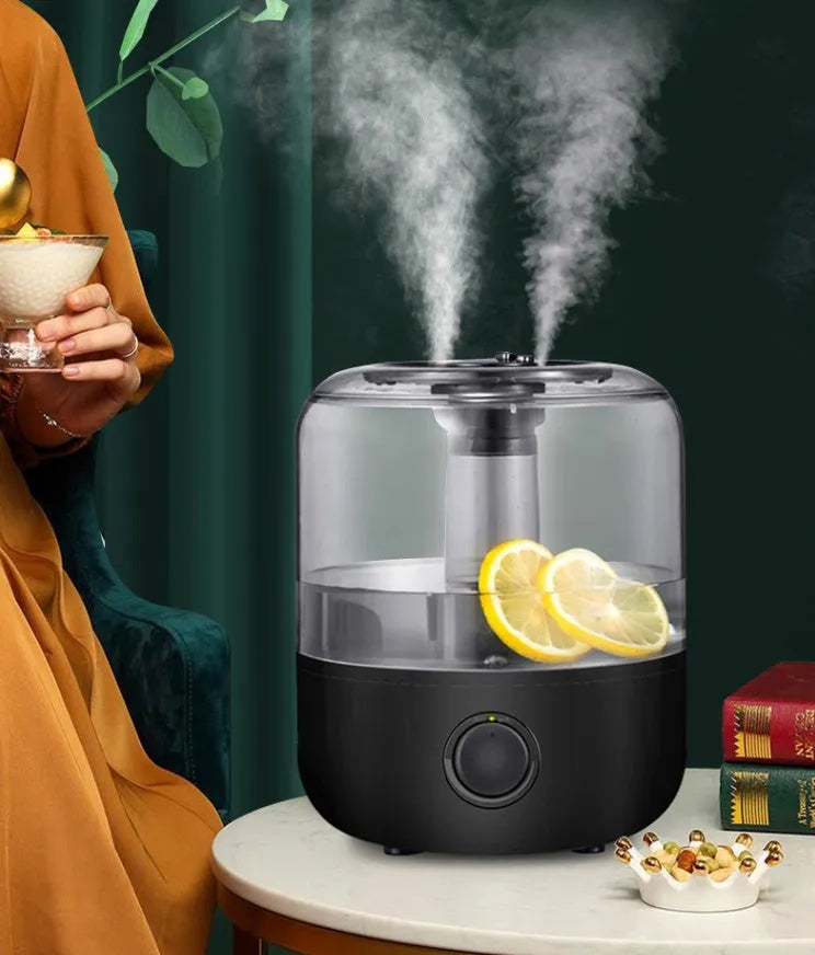 White or black compact humidifier with 3 litre water tank for bedroom use