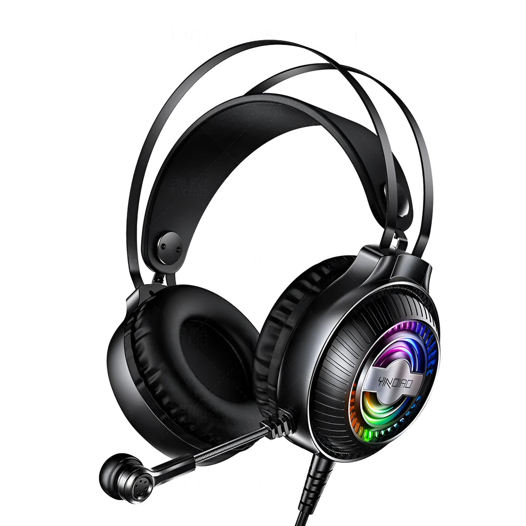 Wired over-ear PC headset with microphone in black or white colours showing 3.5mm plug and breathable protein earmuffs