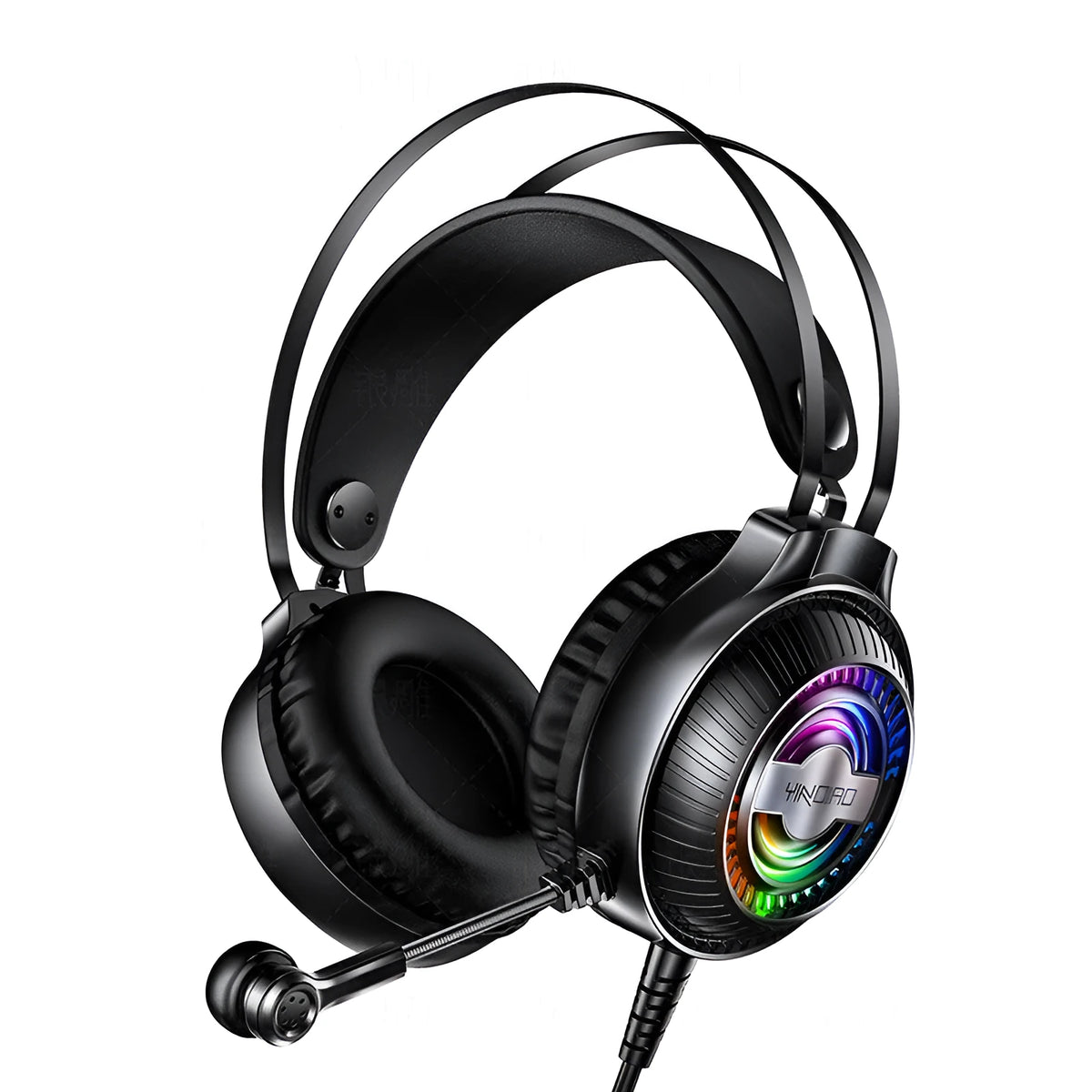 Wired over-ear PC headset with microphone in black or white colours showing 3.5mm plug and breathable protein earmuffs