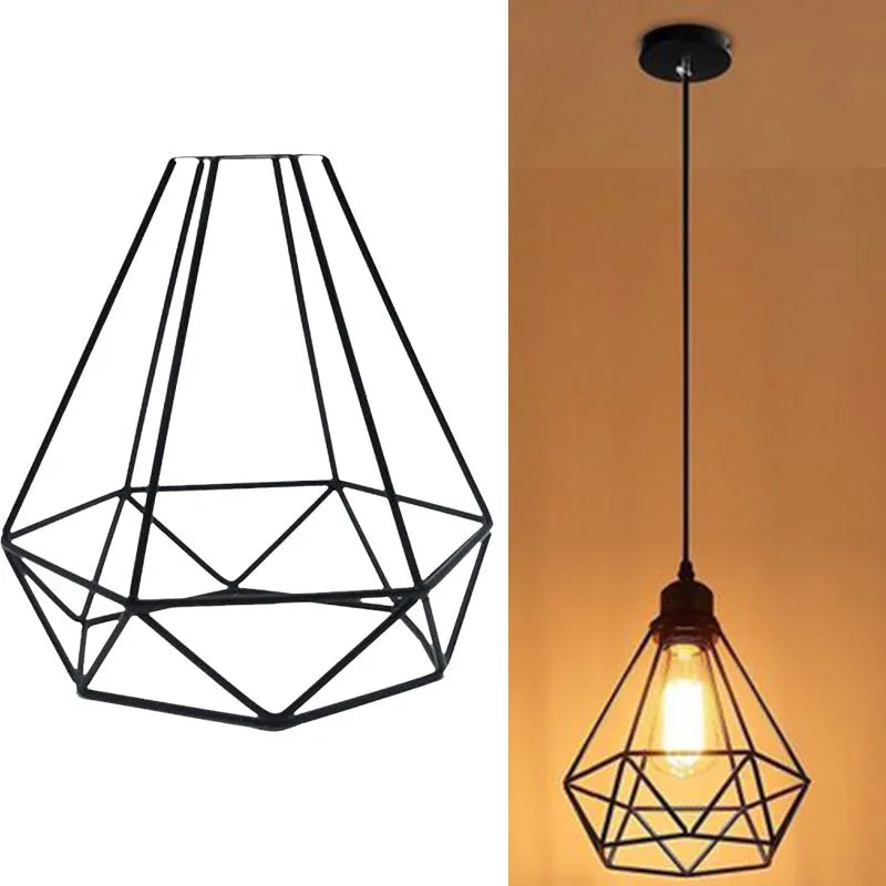 Black iron Nordic retro hanging chandelier with LED lights for living room ceiling