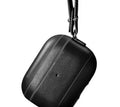 Black first layer cowhide AirPods Pro protective cover with anti-lost lanyard for 2nd and 3rd generation