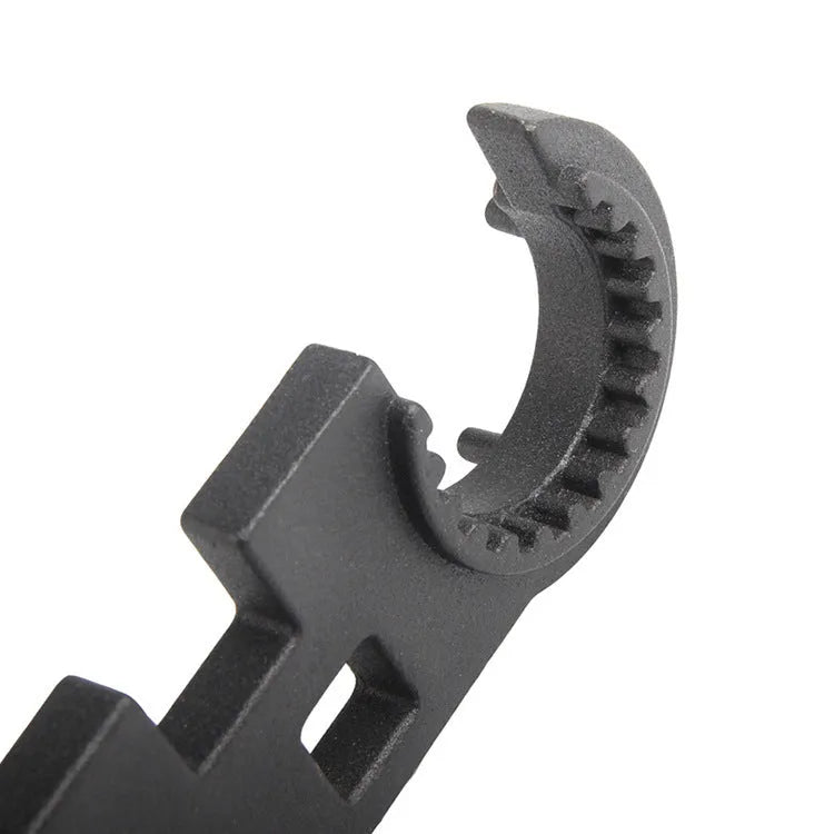 Black all-steel combination wrench for AR15 and M4 rifle maintenance with 40Cr construction
