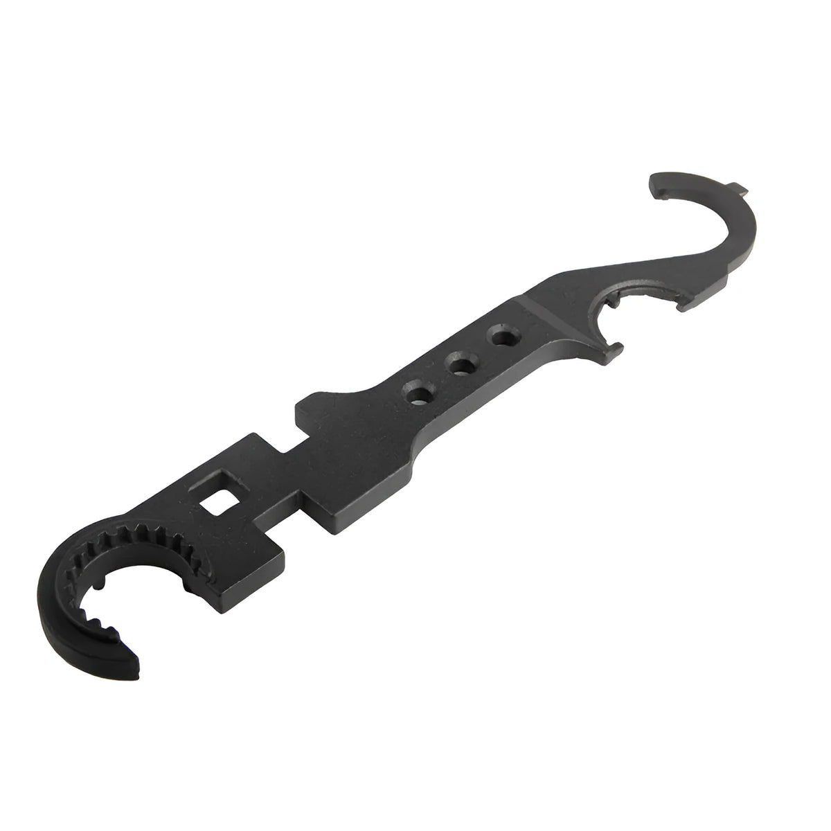 Black all-steel combination wrench for AR15 and M4 rifle maintenance with 40Cr construction