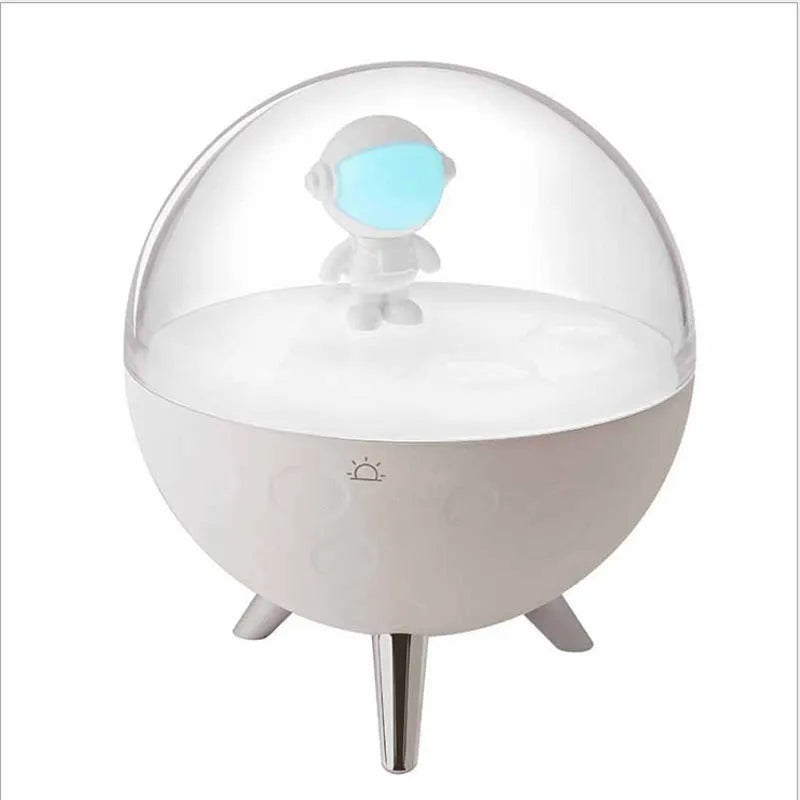 USB-powered cartoon guardian LED night light with modern design on wooden surface