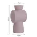 Nordic style hammer-finish ceramic vase in Morandi colours on wooden surface