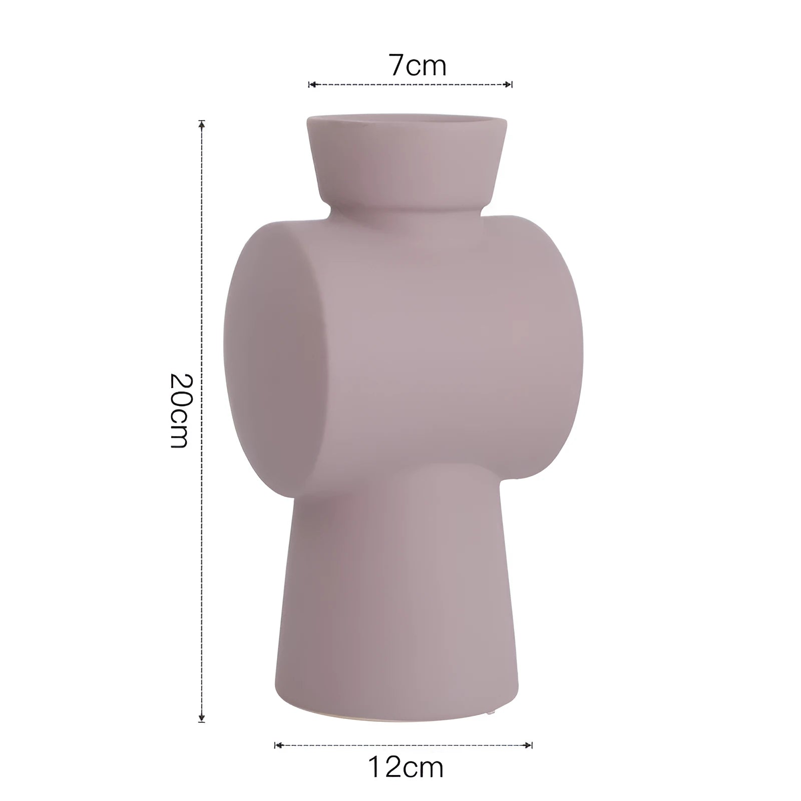 Nordic style hammer-finish ceramic vase in Morandi colours on wooden surface