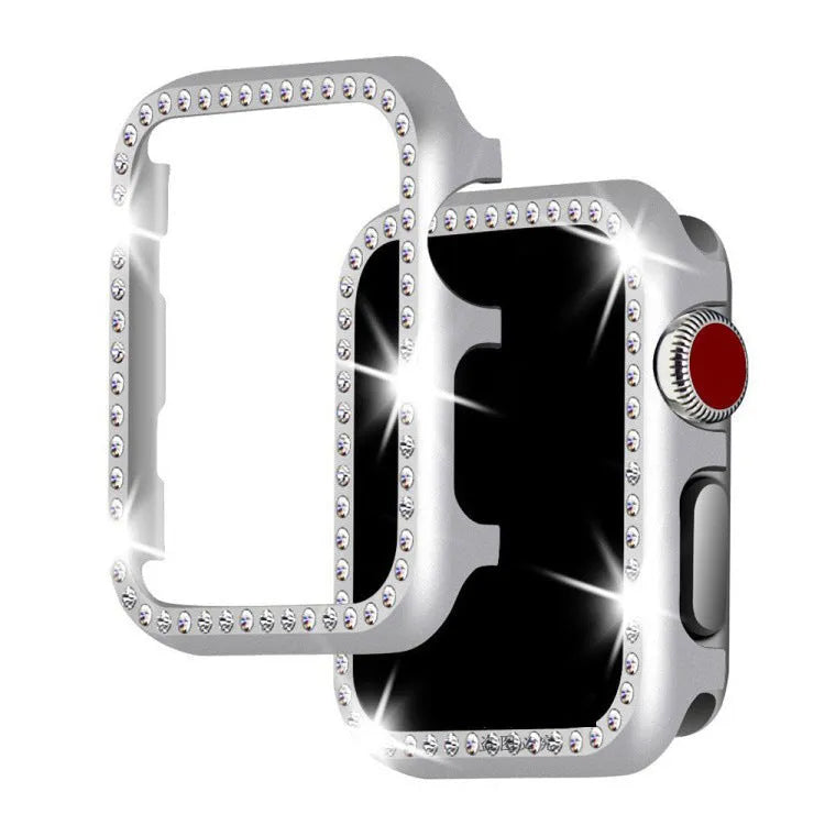 Aluminium alloy diamond protective case for Apple Watch in silver colour