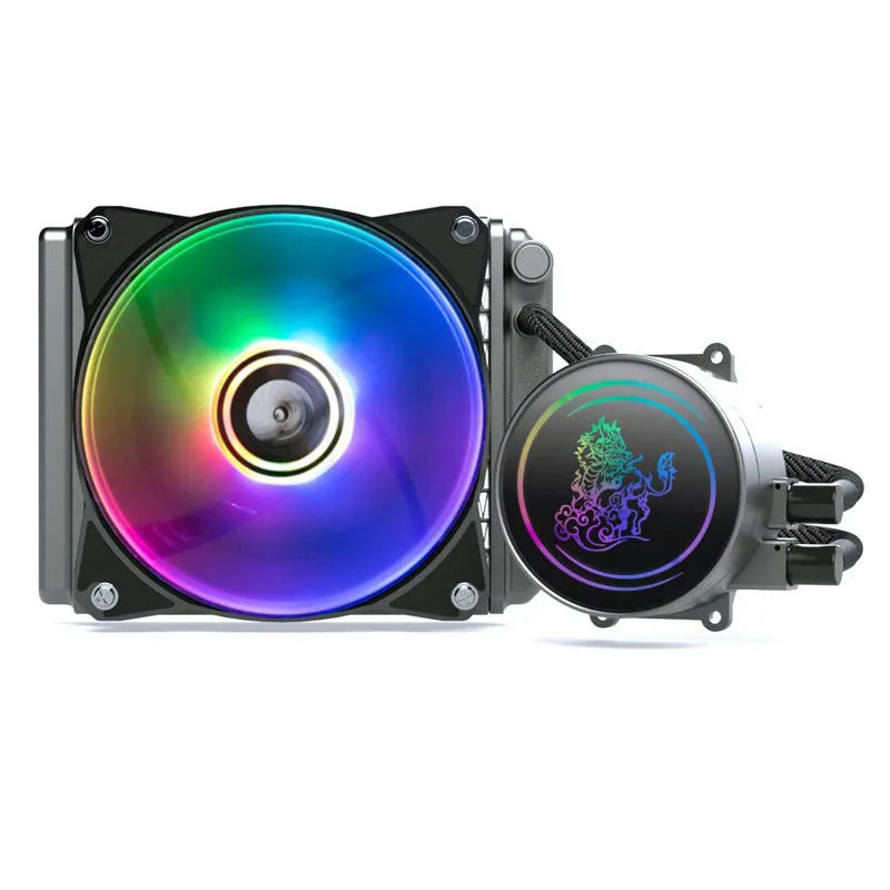 Kirin 240 CPU water cooling radiator with colourful ARGB lighting on 24 cm copper-aluminium radiator and fan