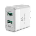 Travel charger with European and American plug compatibility for USB device charging