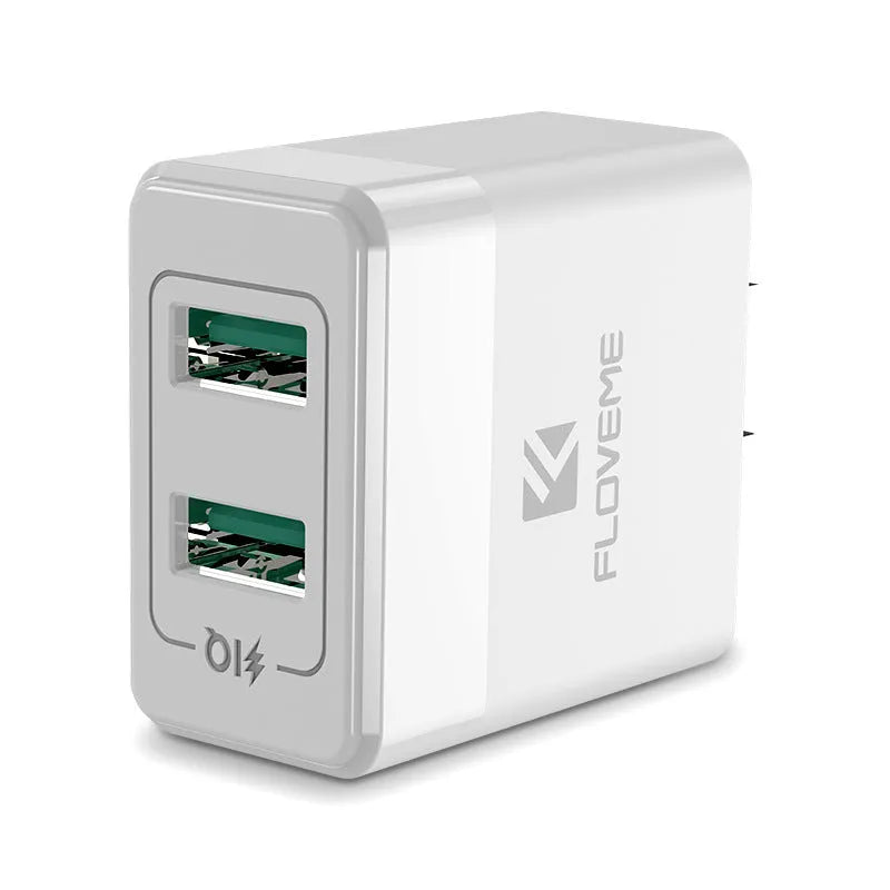 Travel charger with European and American plug compatibility for USB device charging