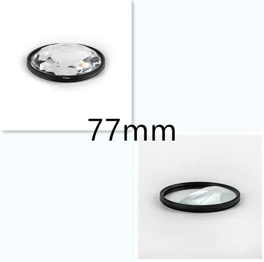 77mm rotatable half moon mirror split focus filter for SLR cameras with microfibre cloth and storage bag.