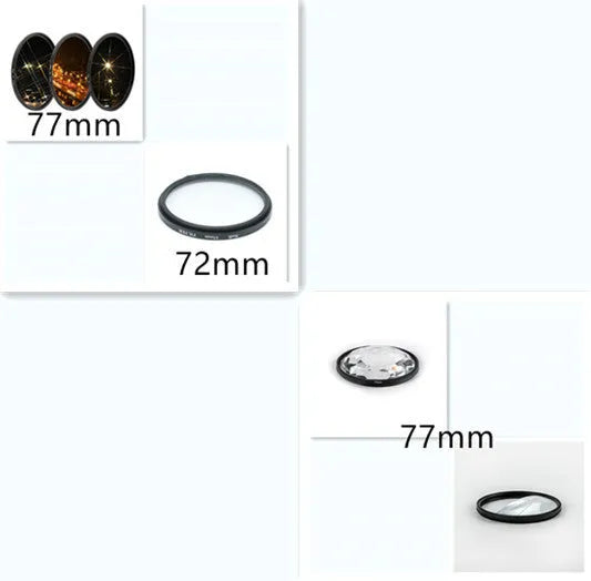 77mm rotatable half moon mirror split focus filter for SLR cameras with microfibre cloth and storage bag.