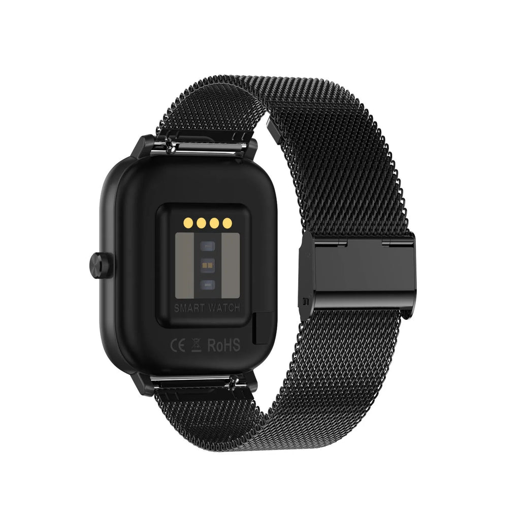 Smart health monitoring bracelet with touchscreen display showing heart rate and ECG readings