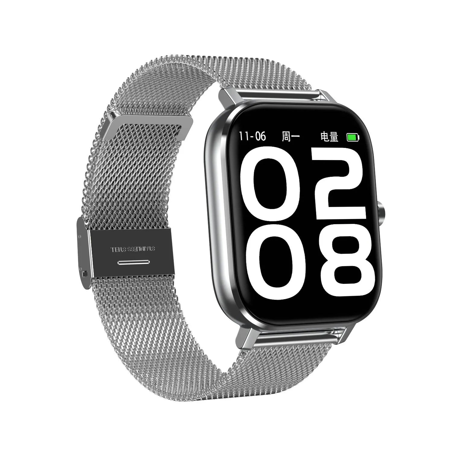 Smart health monitoring bracelet with touchscreen display showing heart rate and ECG readings