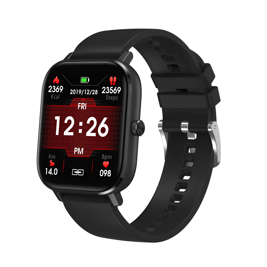 Smart health monitoring bracelet with touchscreen display showing heart rate and ECG readings