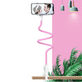 Blue mobile phone holder with memory alloy hose bent to adjustable angle for bedside mounting