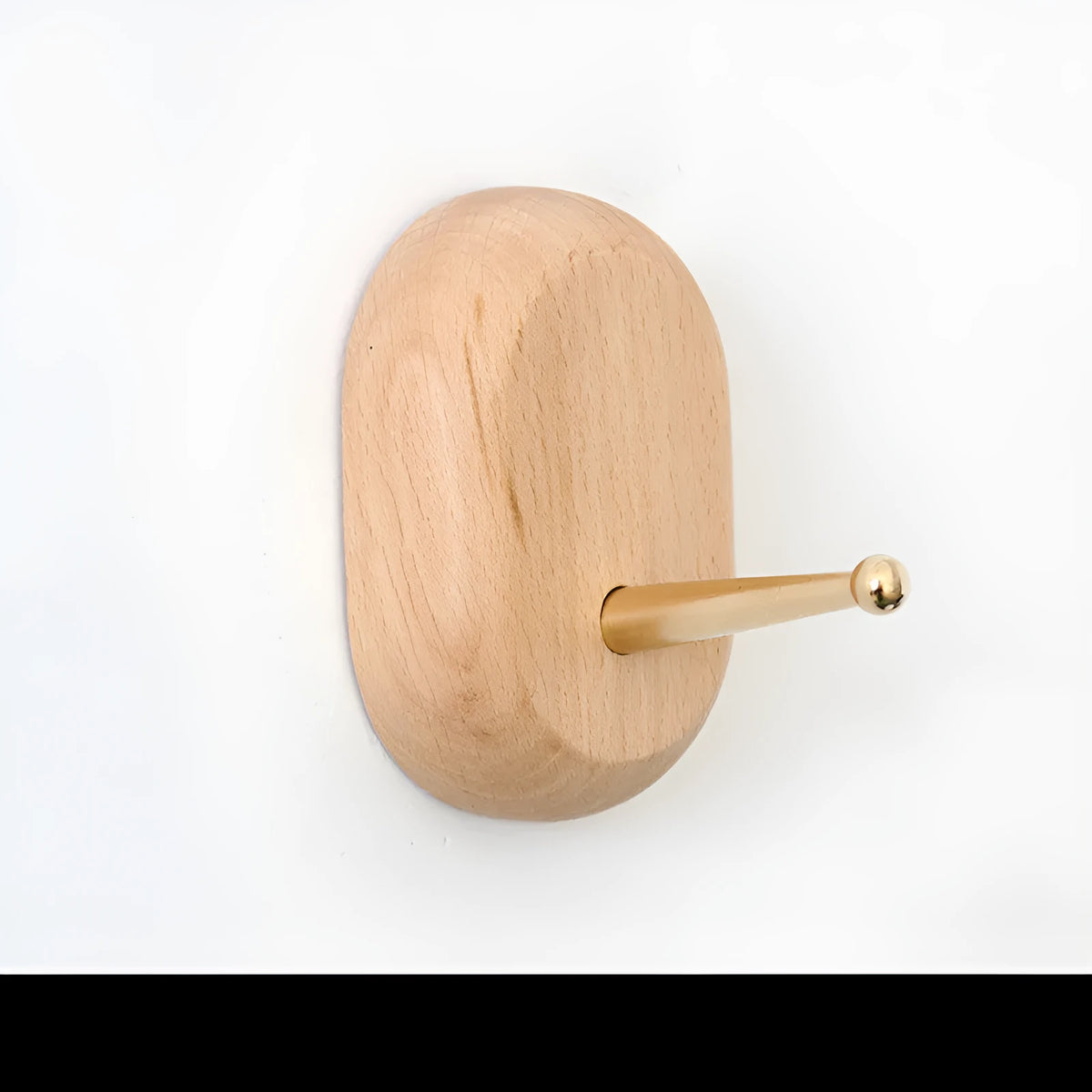 Beech wood adhesive wall hook with brass hardware in modern simple style