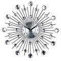 Silver round wall clock 33cm diameter with numbers and pointer display