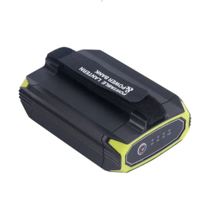 Green aluminium alloy rechargeable camping light with LED panel and power bank function