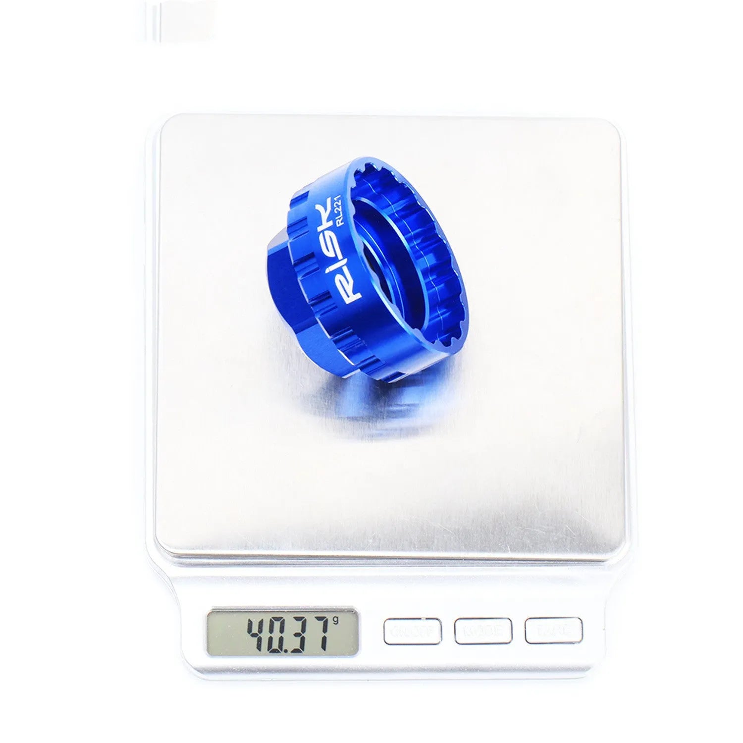 Blue aluminium alloy wrench for 12-speed direct mount disc brake removal