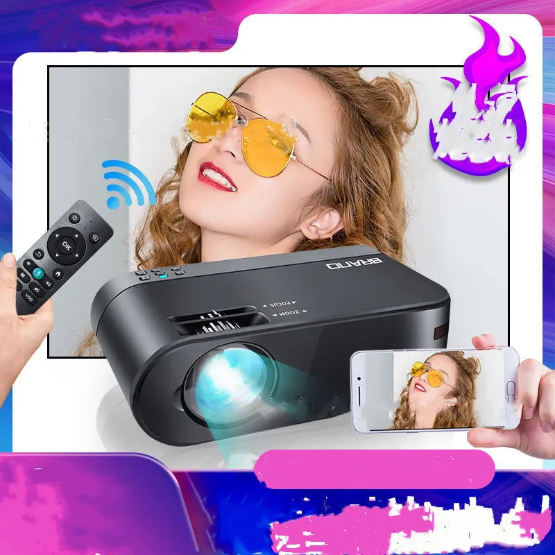 Portable WiFi projector with Android system and AI voice control for wireless same-screen projection