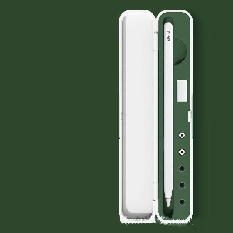 Hard protective case for Apple Pencil 1 and 2 in purple, green, black, and blue colours.