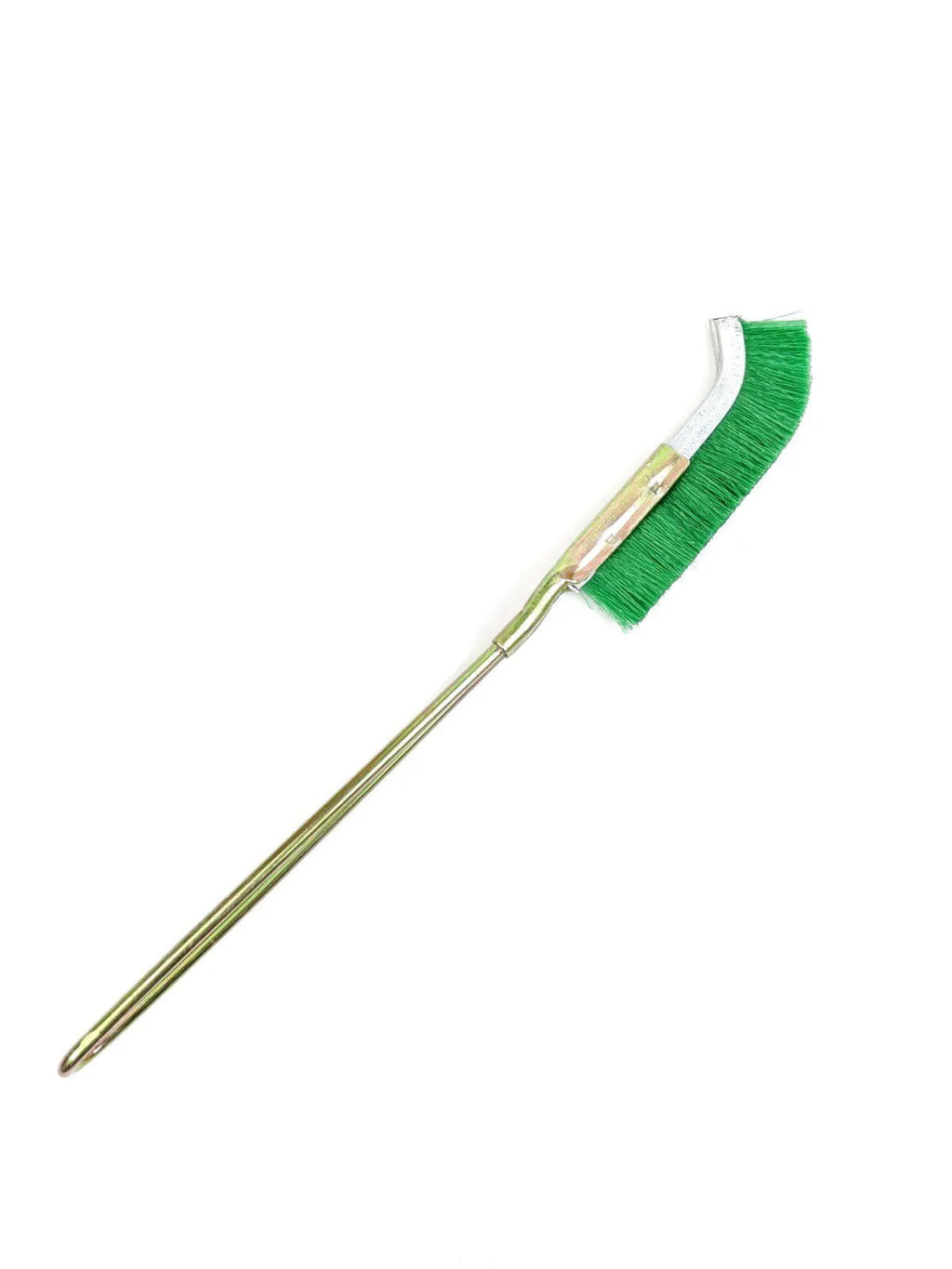 Green nylon bristle elbow rust removal brush with metal handle