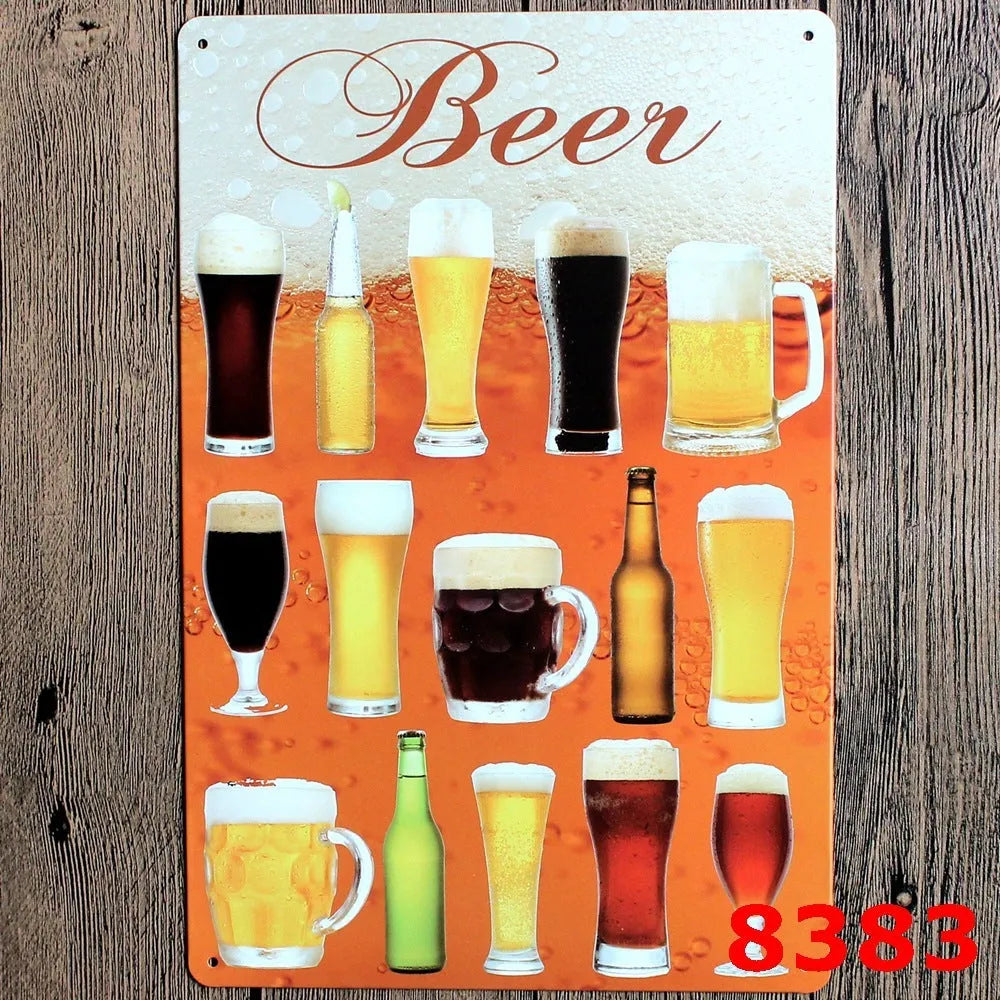 Retro barbecue hamburger beer tin painting wall art 20x30cm iron