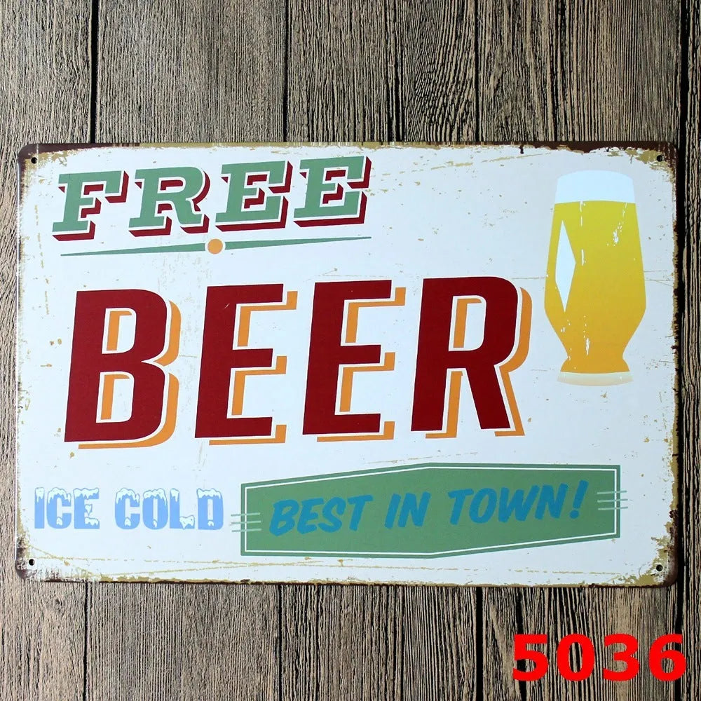 Retro barbecue hamburger beer tin painting wall art 20x30cm iron
