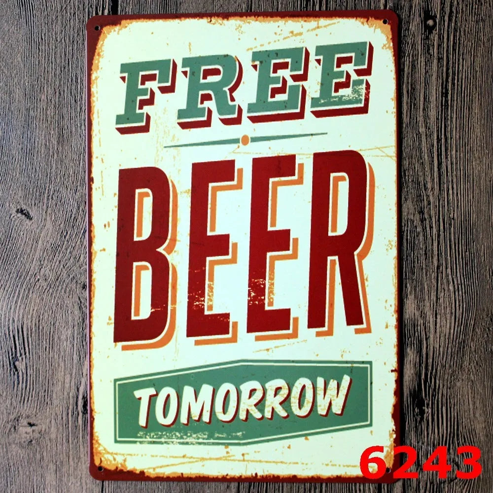 Retro barbecue hamburger beer tin painting wall art 20x30cm iron