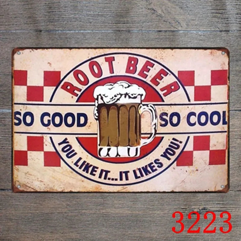 Retro barbecue hamburger beer tin painting wall art 20x30cm iron