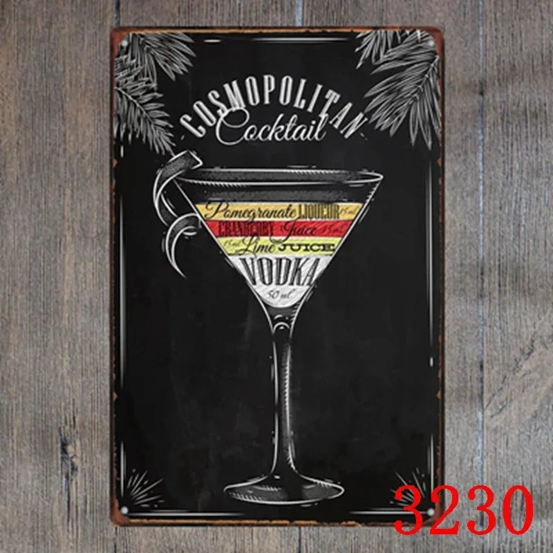 Retro barbecue hamburger beer tin painting wall art 20x30cm iron