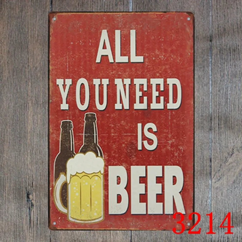 Retro barbecue hamburger beer tin painting wall art 20x30cm iron