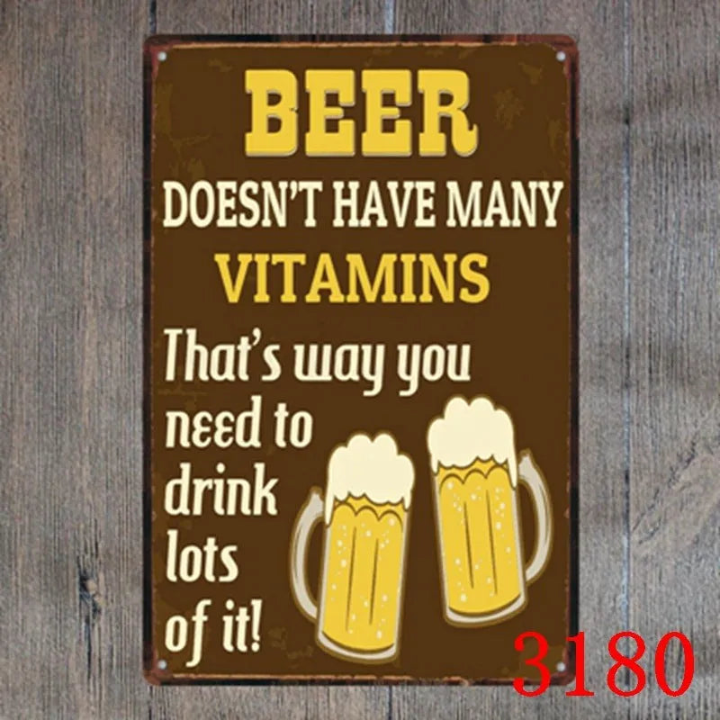 Retro barbecue hamburger beer tin painting wall art 20x30cm iron