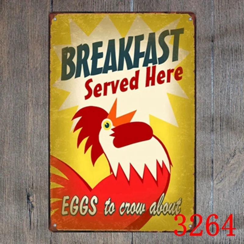 Retro barbecue hamburger beer tin painting wall art 20x30cm iron