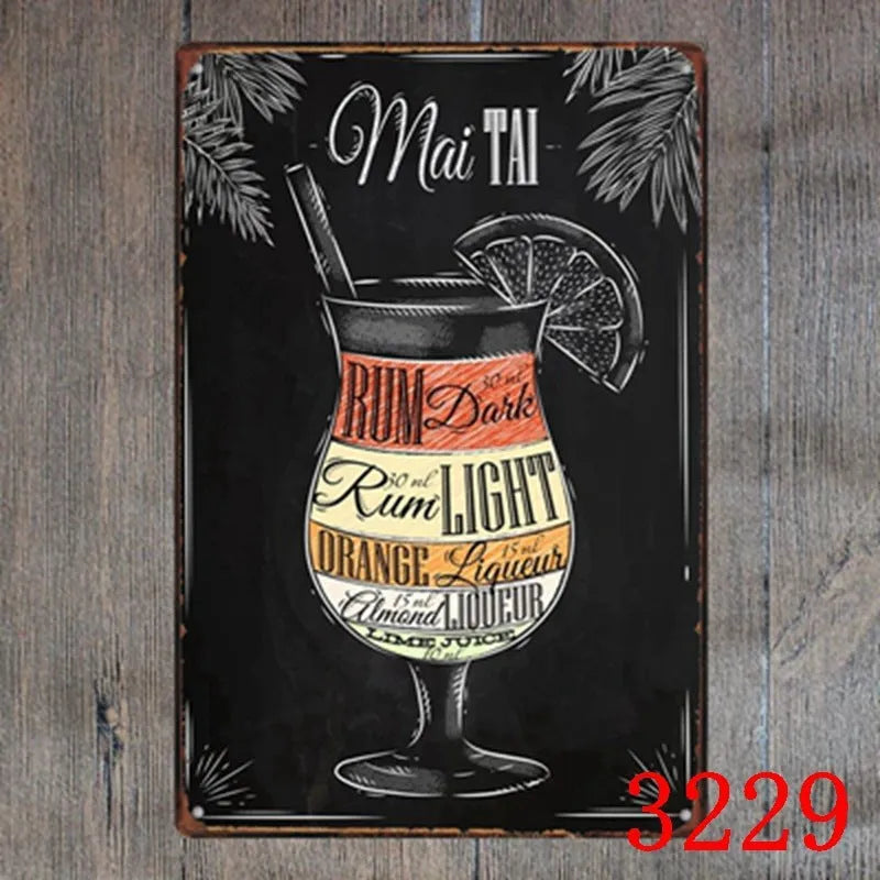 Retro barbecue hamburger beer tin painting wall art 20x30cm iron