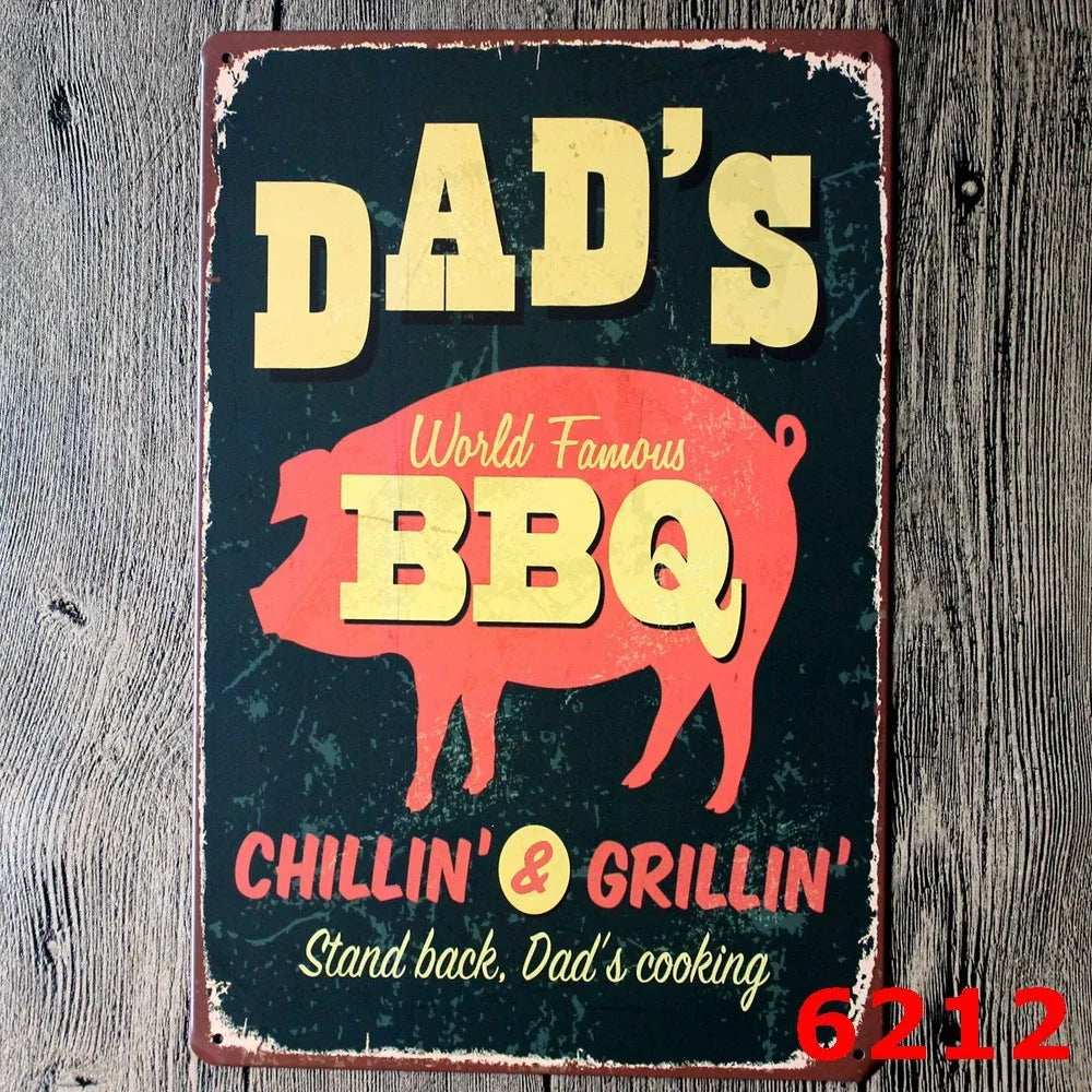 Retro barbecue hamburger beer tin painting wall art 20x30cm iron