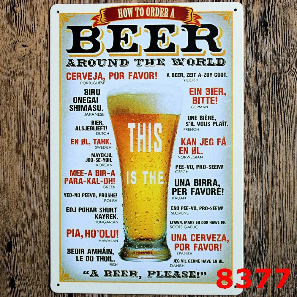 Retro barbecue hamburger beer tin painting wall art 20x30cm iron