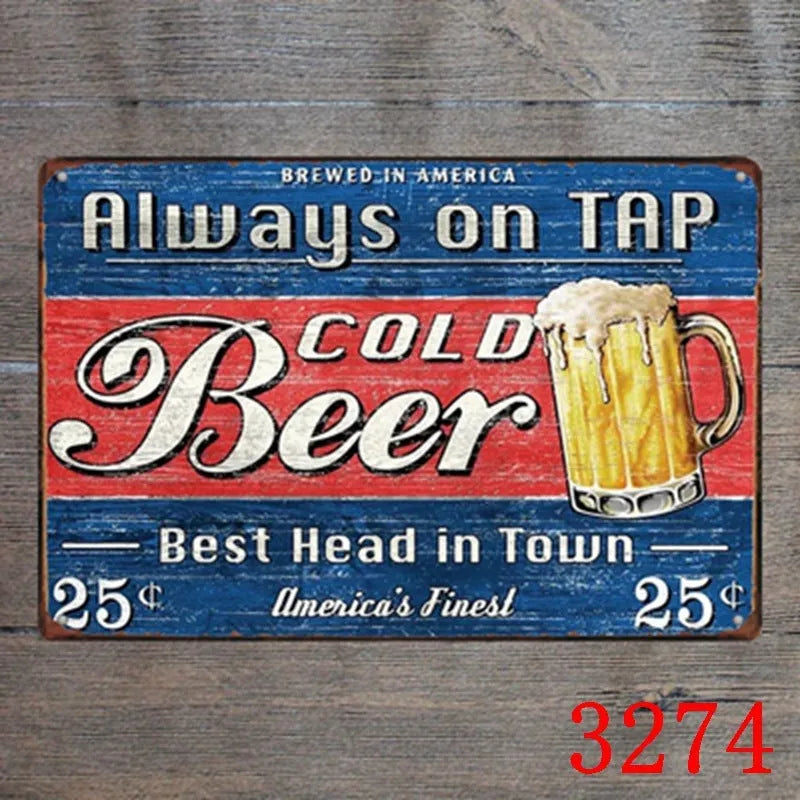 Retro barbecue hamburger beer tin painting wall art 20x30cm iron