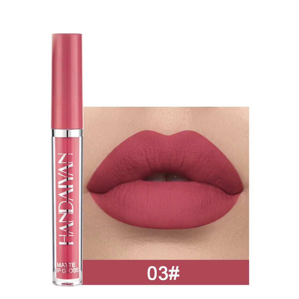 HANDAIYAN matte non-fading liquid lipstick tube in one of 12 colour options, 2.5ml net content.