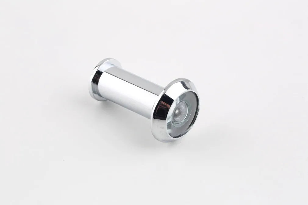 LCD digital door peephole monitor and outdoor camera unit for wireless home security viewing.