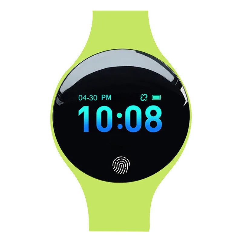 Smart watch with Bluetooth connectivity, vibrating alarm, and pedometer on adjustable strap