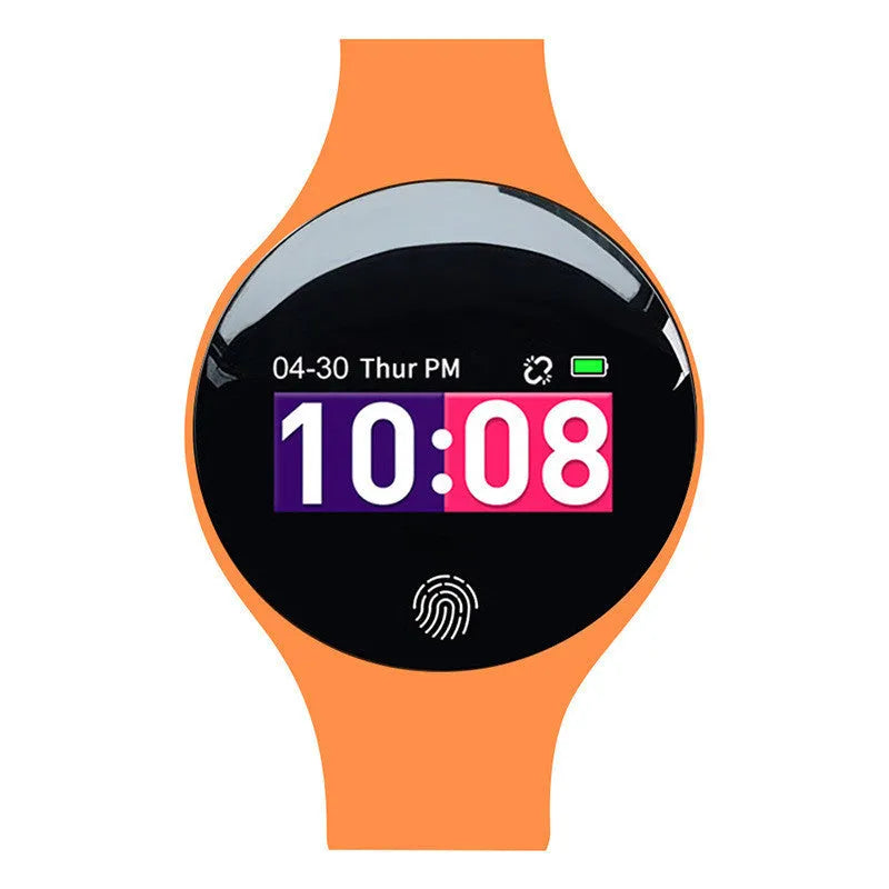 Smart watch with Bluetooth connectivity, vibrating alarm, and pedometer on adjustable strap