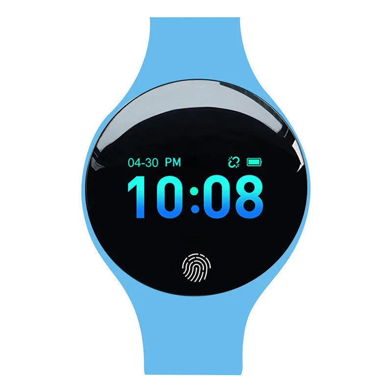 Smart watch with Bluetooth connectivity, vibrating alarm, and pedometer on adjustable strap