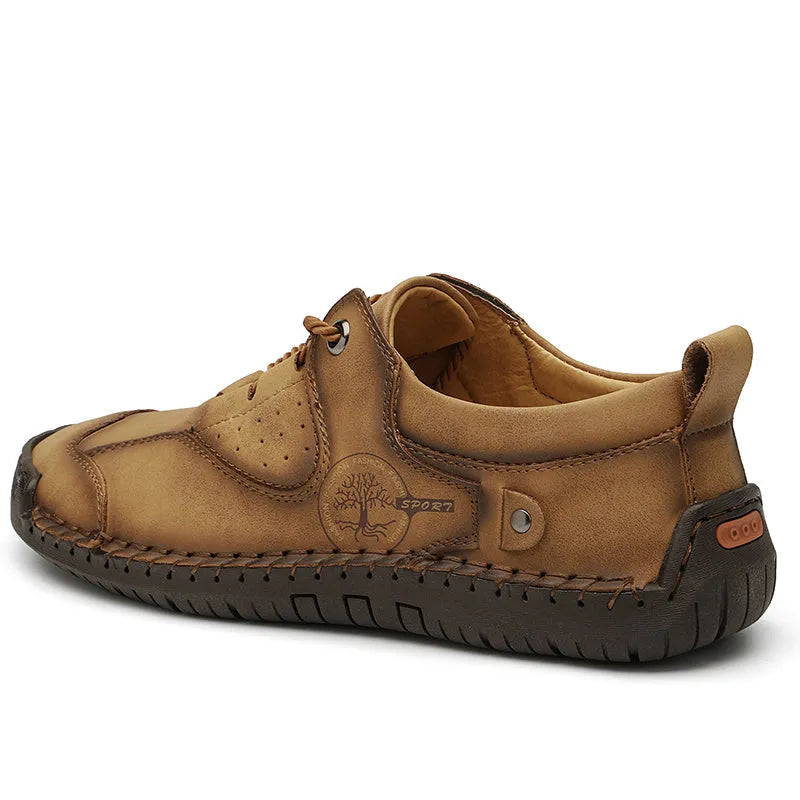 Men's plain pattern casual leather shoes with round toe and microfiber upper in three colour options
