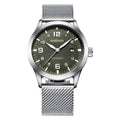 OUBAOER men's automatic mechanical watch with 42mm round dial, stainless steel mesh strap, and 30M water resistance