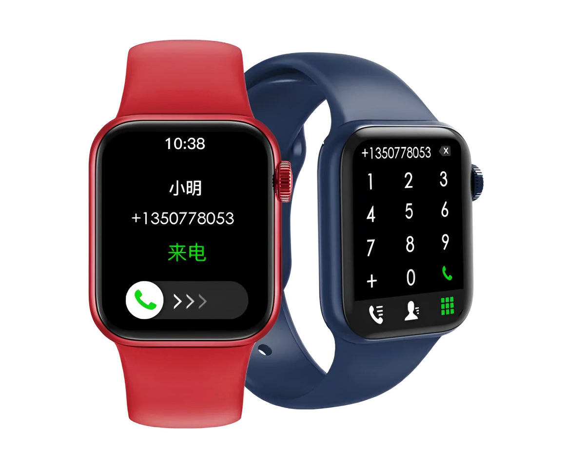 M16Plus smart watch on wrist showing 1.8-inch screen, zinc alloy case, and rotary encoder side button.